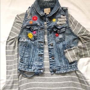 Custom distressed denim vest